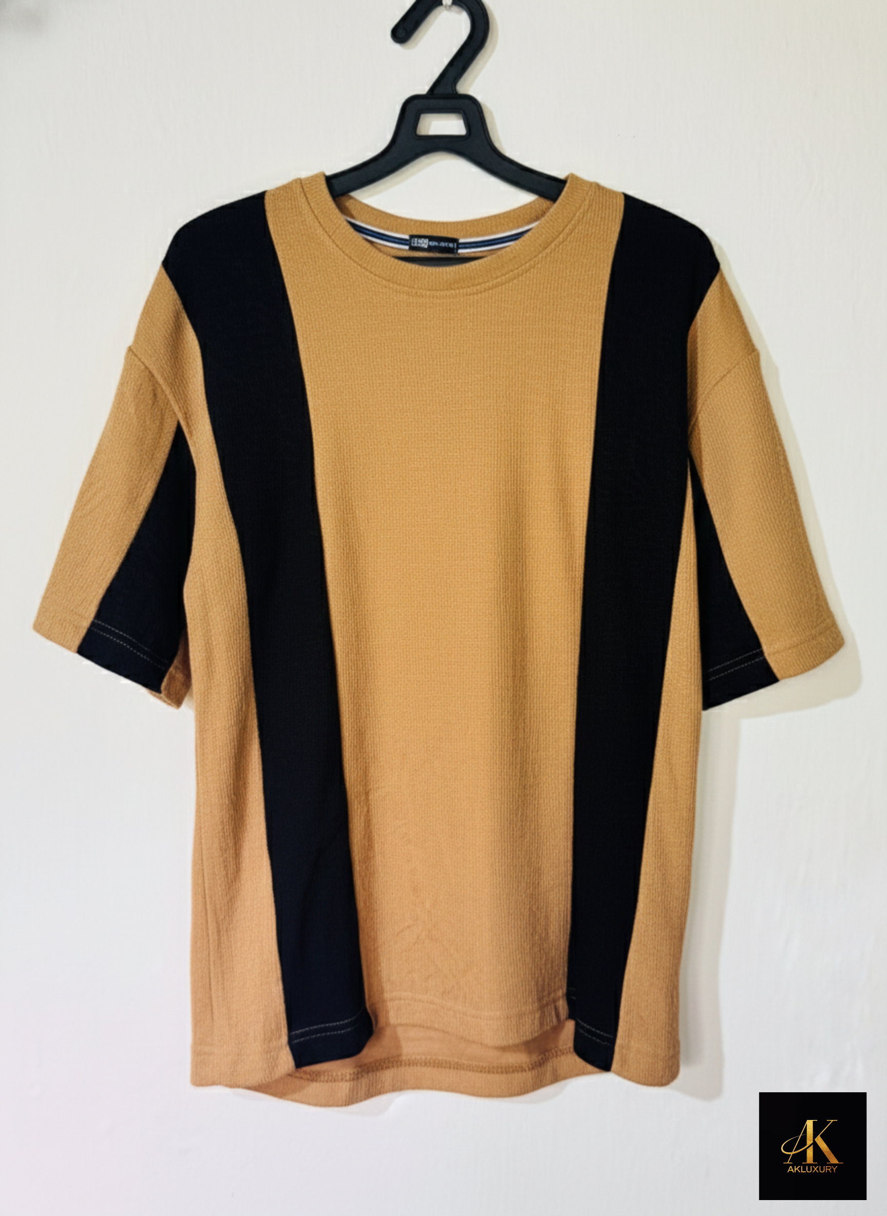 Camel & Black Contrast Panel T-Shirt