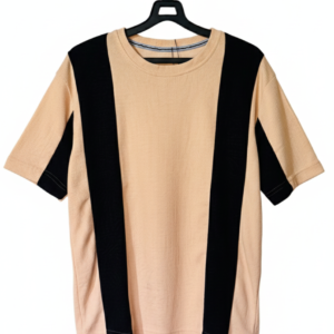 Cream & Black Contrast Panel T-Shirt